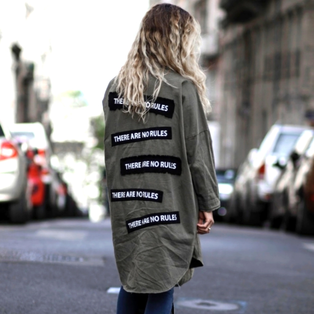 Zara There Are No Rules Army Shirt Punk Jacket XS